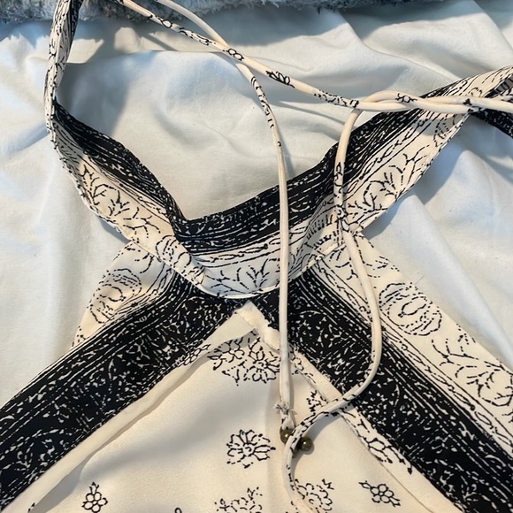 NWT 1 Thing Halter Neck Sleeveless Paisley Floral Tie Open Back Bodysuit - Picture 9 of 12